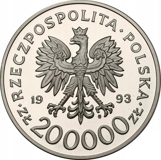 Awers monety - 200000 złotych 1993 MW "750 Rocznicę Nadania Praw Miejskich Szczecinowi" - cena srebrnej monety - Polska, III RP przed denominacją