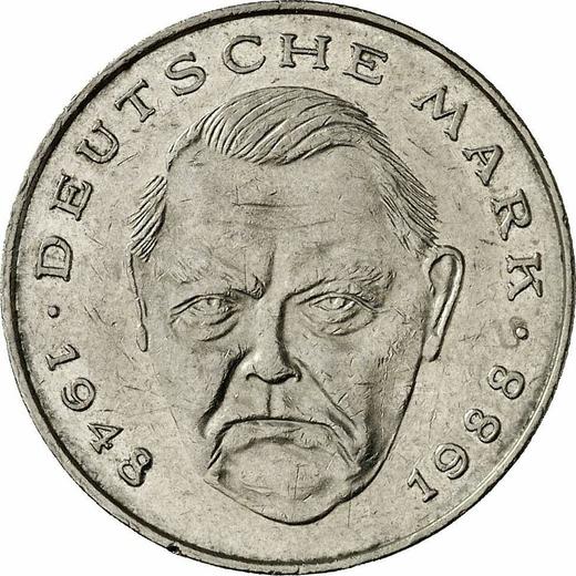 Аверс монеты - 2 марки 1993 года G "Людвиг Эрхард" - цена  монеты - Германия, ФРГ