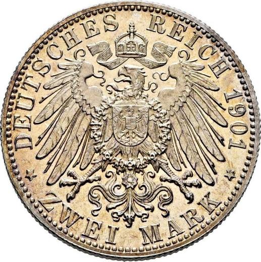 Реверс монеты - 2 марки 1901 года F "Вюртемберг" - цена серебряной монеты - Германия, Германская Империя