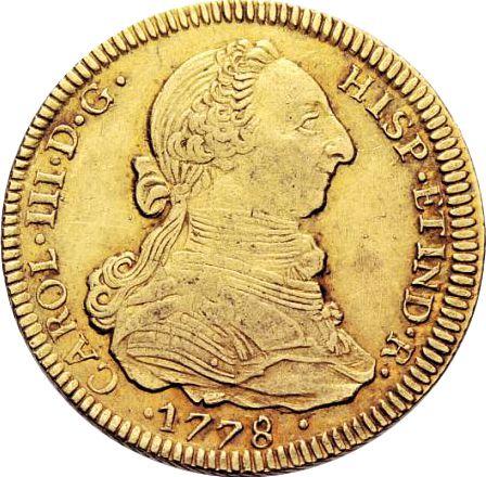 Anverso 4 escudos 1778 NG P - valor de la moneda de oro - Guatemala, Carlos III