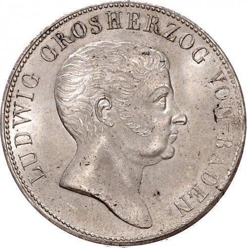 Аверс монеты - 2 гульдена 1822 года - цена серебряной монеты - Баден, Людвиг I