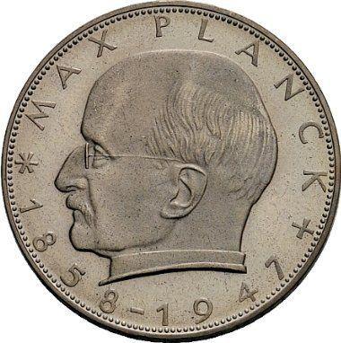 Anverso 2 marcos 1960 D "Max Planck" - valor de la moneda  - Alemania, RFA