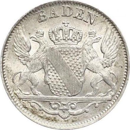 Аверс монеты - 6 крейцеров 1841 года - цена серебряной монеты - Баден, Леопольд