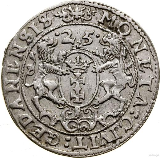 Reverso Ort (18 groszy) 1625 "Gdańsk" - valor de la moneda de plata - Polonia, Segismundo III