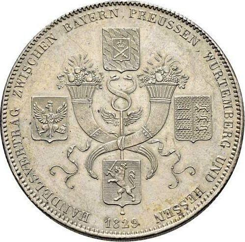Reverso Tálero 1829 "Tratado comercial" - valor de la moneda de plata - Baviera, Luis I de Baviera