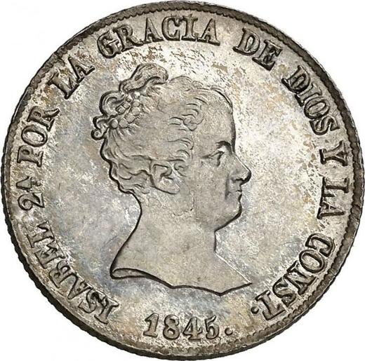 Аверс монеты - 4 реала 1845 года S RD - цена серебряной монеты - Испания, Изабелла II