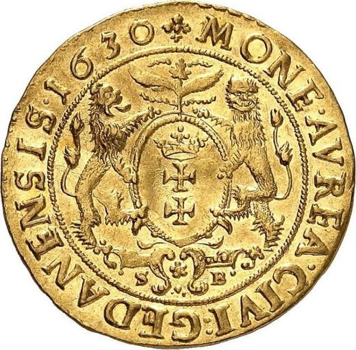Rewers monety - Dukat 1630 SB "Gdańsk" - cena złotej monety - Polska, Zygmunt III
