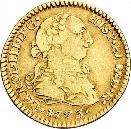 Аверс монеты - 1 эскудо 1773 года Mo FM - цена золотой монеты - Мексика, Карл III