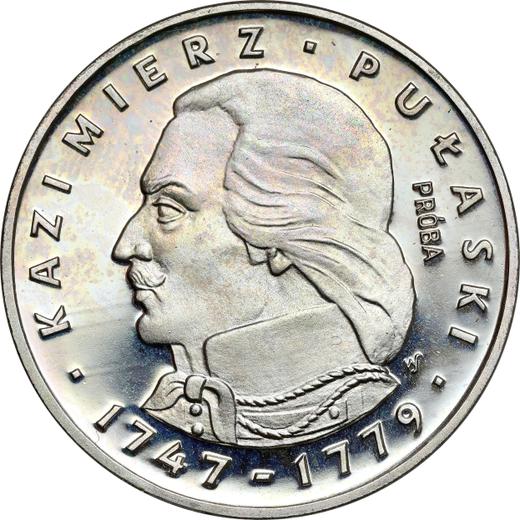 Reverso Pruebas 100 eslotis 1976 MW SW "Kazimierz Pułaski" Plata - valor de la moneda de plata - Polonia, República Popular