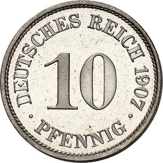 Anverso 10 Pfennige 1907 A "Tipo 1890-1916" - valor de la moneda  - Alemania, Imperio alemán