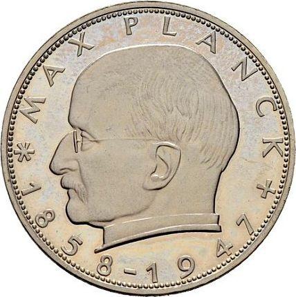 Аверс монеты - 2 марки 1957 года D "Планк" - цена  монеты - Германия, ФРГ