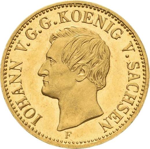 Anverso Media corona 1857 F - valor de la moneda de oro - Sajonia, Johann