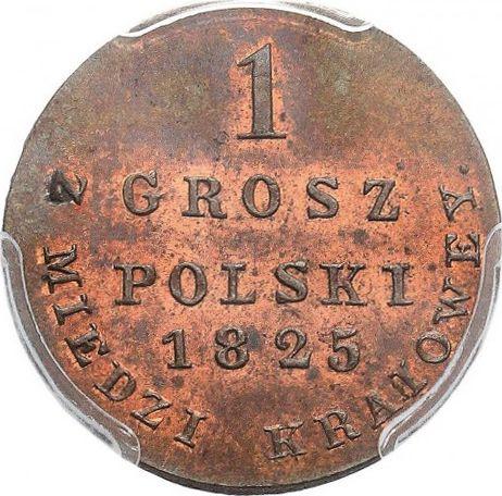Reverso 1 grosz 1825 IB "Z MIEDZI KRAIOWEY" Reacuñación - valor de la moneda  - Polonia, Zarato de Polonia