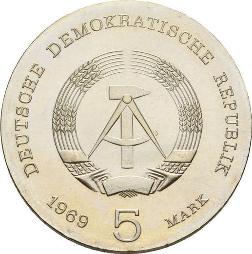 Reverse 5 Mark 1969 "Heinrich Hertz" -  Coin Value - Germany, GDR