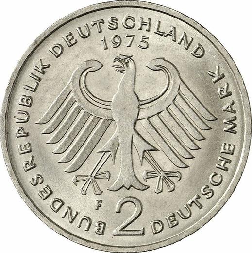 Reverse 2 Mark 1975 F "Konrad Adenauer" -  Coin Value - Germany, FRG