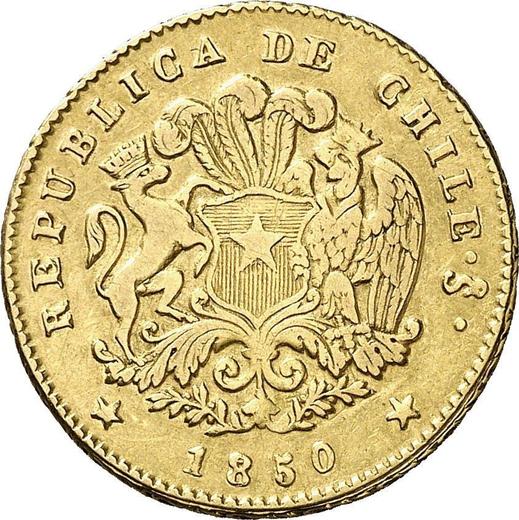 Аверс монеты - 2 эскудо 1850 года So LA - цена золотой монеты - Чили, Республика