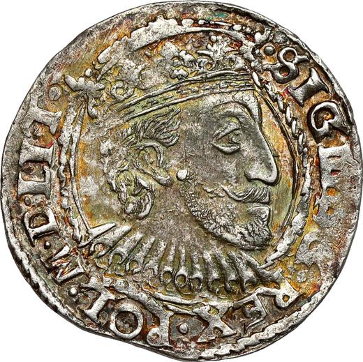 Аверс монеты - Трояк (3 гроша) 1591 года IF "Олькушский монетный двор" Портрет в обводке - цена серебряной монеты - Польша, Сигизмунд III Ваза