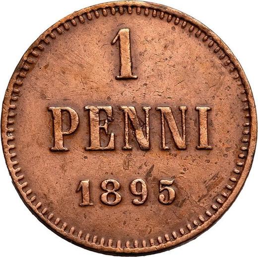 Реверс монеты - 1 пенни 1895 года - цена  монеты - Финляндия, Великое княжество