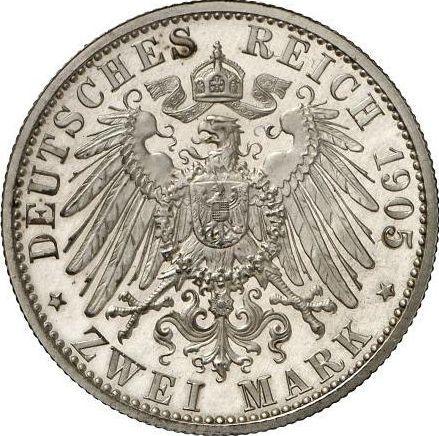 Reverso 2 marcos 1905 A "Prusia" - valor de la moneda de plata - Alemania, Imperio alemán