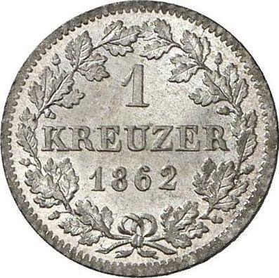 Реверс монеты - 1 крейцер 1862 года - цена серебряной монеты - Бавария, Максимилиан II