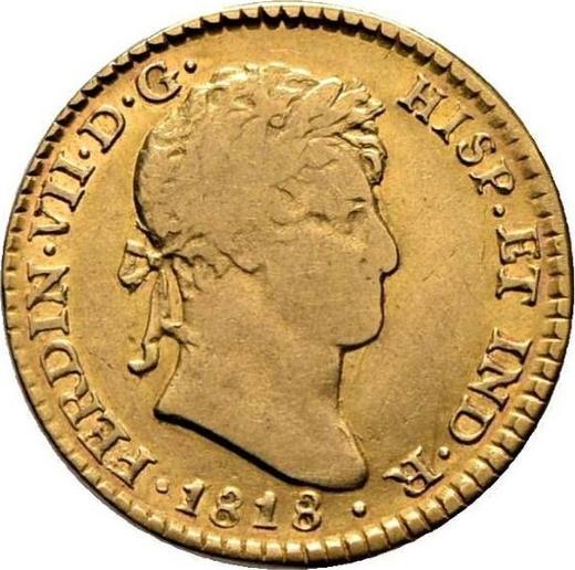 Аверс монеты - 1 эскудо 1818 года Mo JJ - цена золотой монеты - Мексика, Фердинанд VII