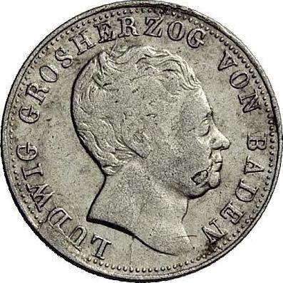 Awers monety - 6 krajcarów 1822 - cena srebrnej monety - Badenia, Ludwik I