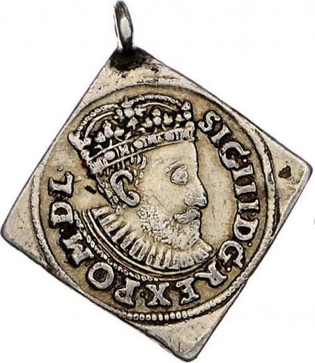 Anverso Trojak (3 groszy) 1589 ID "Casa de moneda de Poznan" Klippe - valor de la moneda de plata - Polonia, Segismundo III