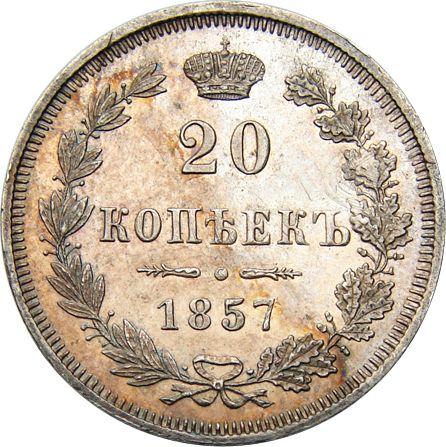 Reverso 20 kopeks 1857 MW "Casa de moneda de Varsovia" - valor de la moneda de plata - Rusia, Alejandro II