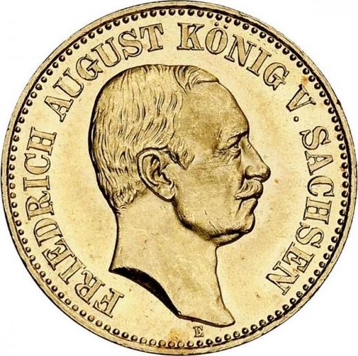 Anverso 20 marcos 1913 E "Sajonia" - valor de la moneda de oro - Alemania, Imperio alemán
