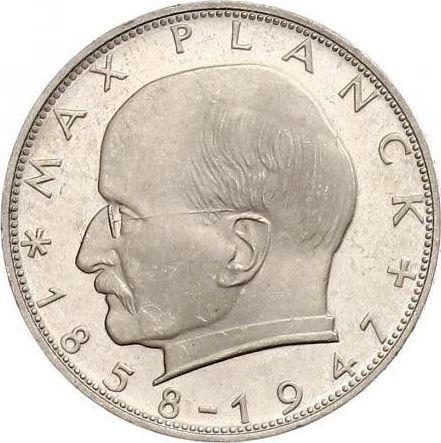 Anverso 2 marcos 1960 F "Max Planck" - valor de la moneda  - Alemania, RFA