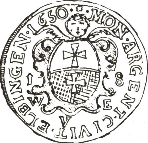 Reverso Ort (18 groszy) 1650 WVE "Elbląg" - valor de la moneda de plata - Polonia, Juan II Casimiro