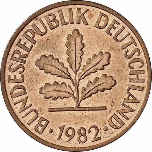 Реверс монеты - 2 пфеннига 1982 года D - цена  монеты - Германия, ФРГ