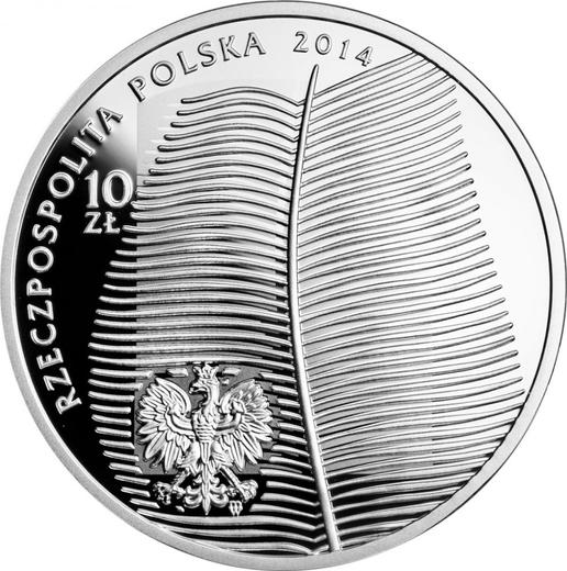 Anverso 10 eslotis 2014 MW "150 aniversario de Stefan Żeromski" - valor de la moneda de plata - Polonia, República moderna
