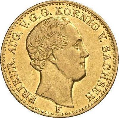 Аверс монеты - 2 1/2 талера 1845 года F - цена золотой монеты - Саксония, Фридрих Август II