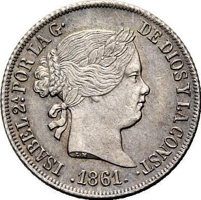 Avers 2 Reales 1861 Sechs spitze Sterne - Silbermünze Wert - Spanien, Isabella II