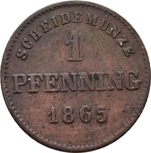 Реверс монеты - 1 пфенниг 1865 года - цена  монеты - Бавария, Людвиг II