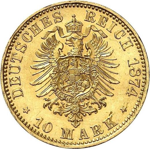 Reverso 10 marcos 1874 A "Prusia" - valor de la moneda de oro - Alemania, Imperio alemán