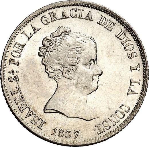 Аверс монеты - 4 реала 1837 года M CR - цена серебряной монеты - Испания, Изабелла II
