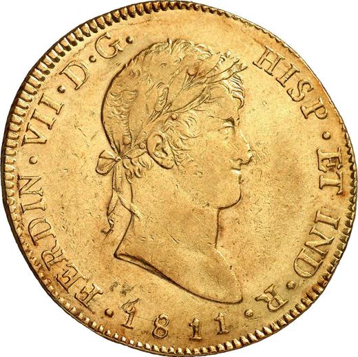 Аверс монеты - 8 эскудо 1811 NG M - Гватемала, Фердинанд VII