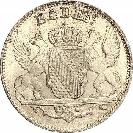 Аверс монеты - 6 крейцеров 1842 года - цена серебряной монеты - Баден, Леопольд