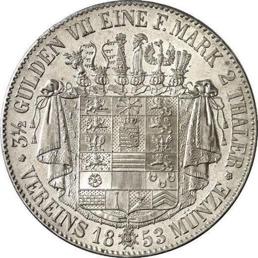 Reverso 2 táleros 1853 - valor de la moneda de plata - Sajonia-Meiningen, Bernardo II