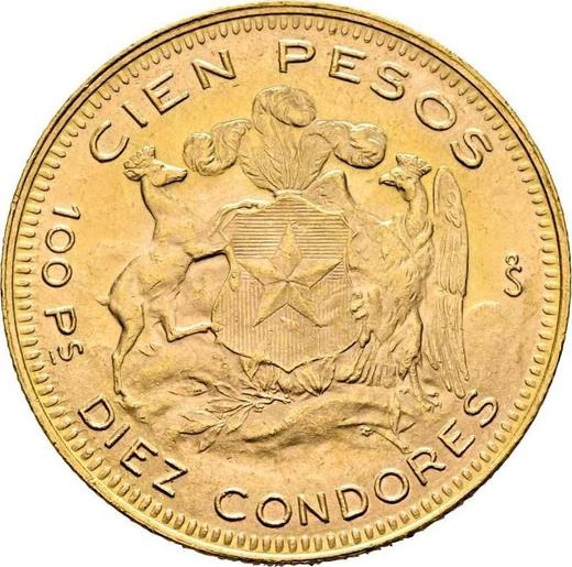 Reverso 100 pesos 1953 So - valor de la moneda de oro - Chile, República