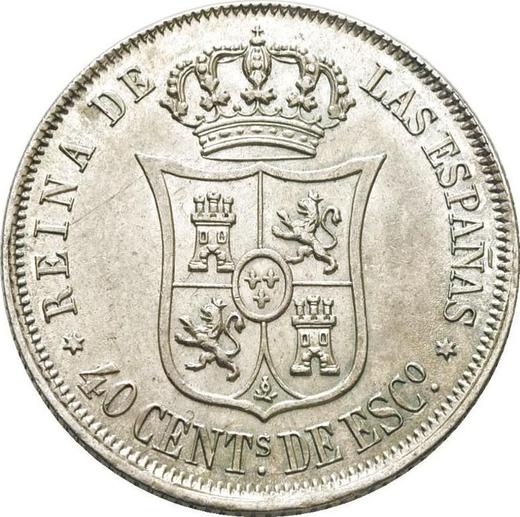 Revers 40 Centimos de Escudo 1866 Sechs spitze Sterne - Silbermünze Wert - Spanien, Isabella II