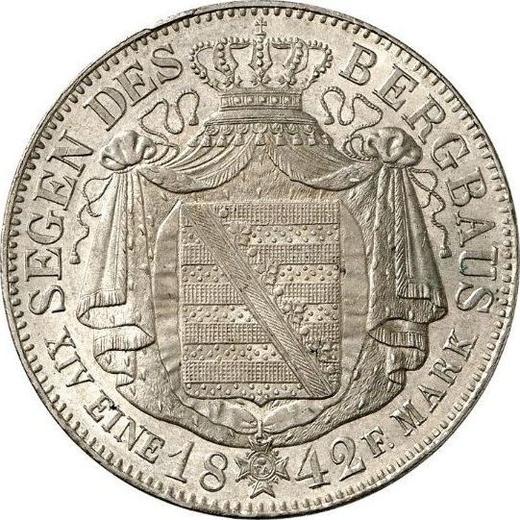Reverso Tálero 1842 G "Minero" - valor de la moneda de plata - Sajonia, Federico Augusto II