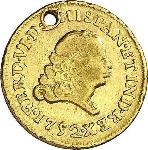 Аверс монеты - 1 эскудо 1752 года Mo MF - цена золотой монеты - Мексика, Фердинанд VI