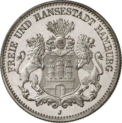 Anverso 2 marcos 1906 J "Hamburg" - valor de la moneda de plata - Alemania, Imperio alemán