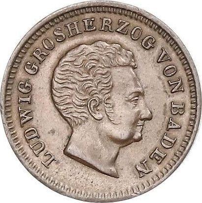 Awers monety - 1 krajcar 1828 - cena  monety - Badenia, Ludwik I