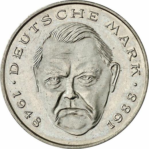 Awers monety - 2 marki 1989 D "Ludwig Erhard" - cena  monety - Niemcy, RFN