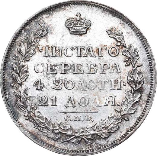 Reverso 1 rublo 1814 СПБ "Águila con alas levantadas" Sin marca del acuñador - valor de la moneda de plata - Rusia, Alejandro I