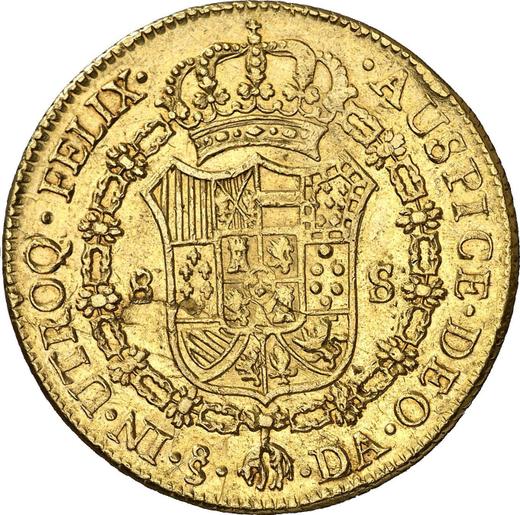 Реверс монеты - 8 эскудо 1776 года So DA - цена золотой монеты - Чили, Карл III